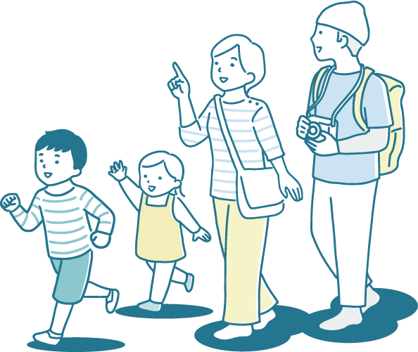 家族で出かけるイメージイラスト